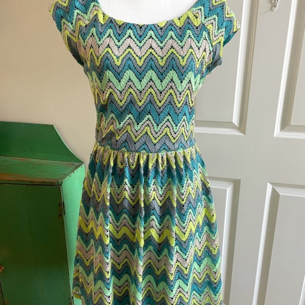 Y2K Chevron Crochet Dress